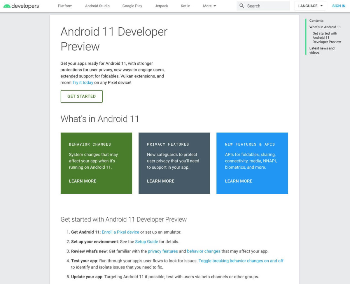 Android 11 Developer Preview
