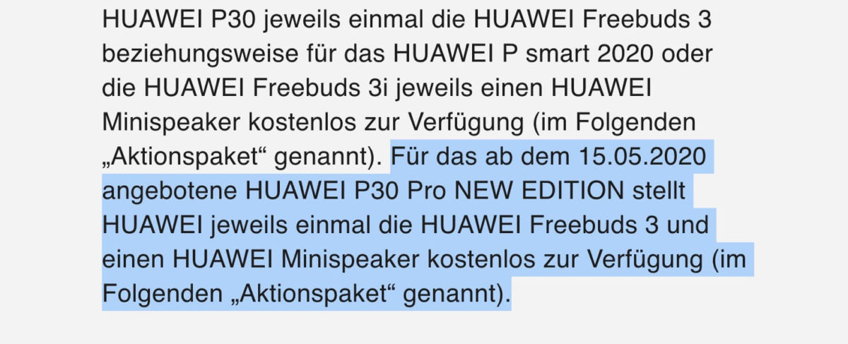 Huawei P30 Pro New Edition Promo-Aktion