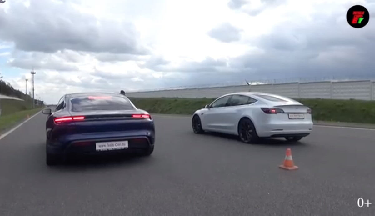 Tesla Model 3 Performance vs. Porsche Taycan 4S Dragrace