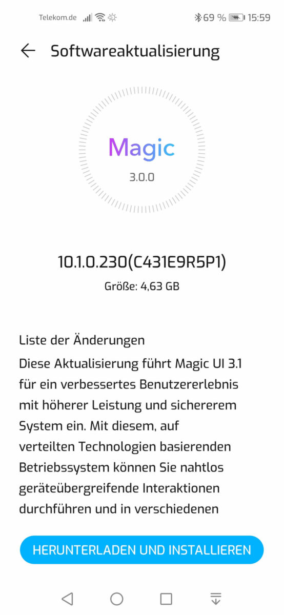 Honor 20 Pro Magic UI 3.1