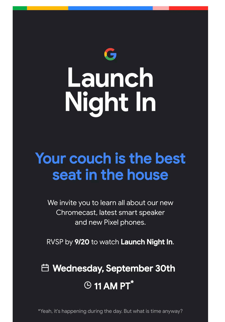 Google Pixel 5 Event Einladung