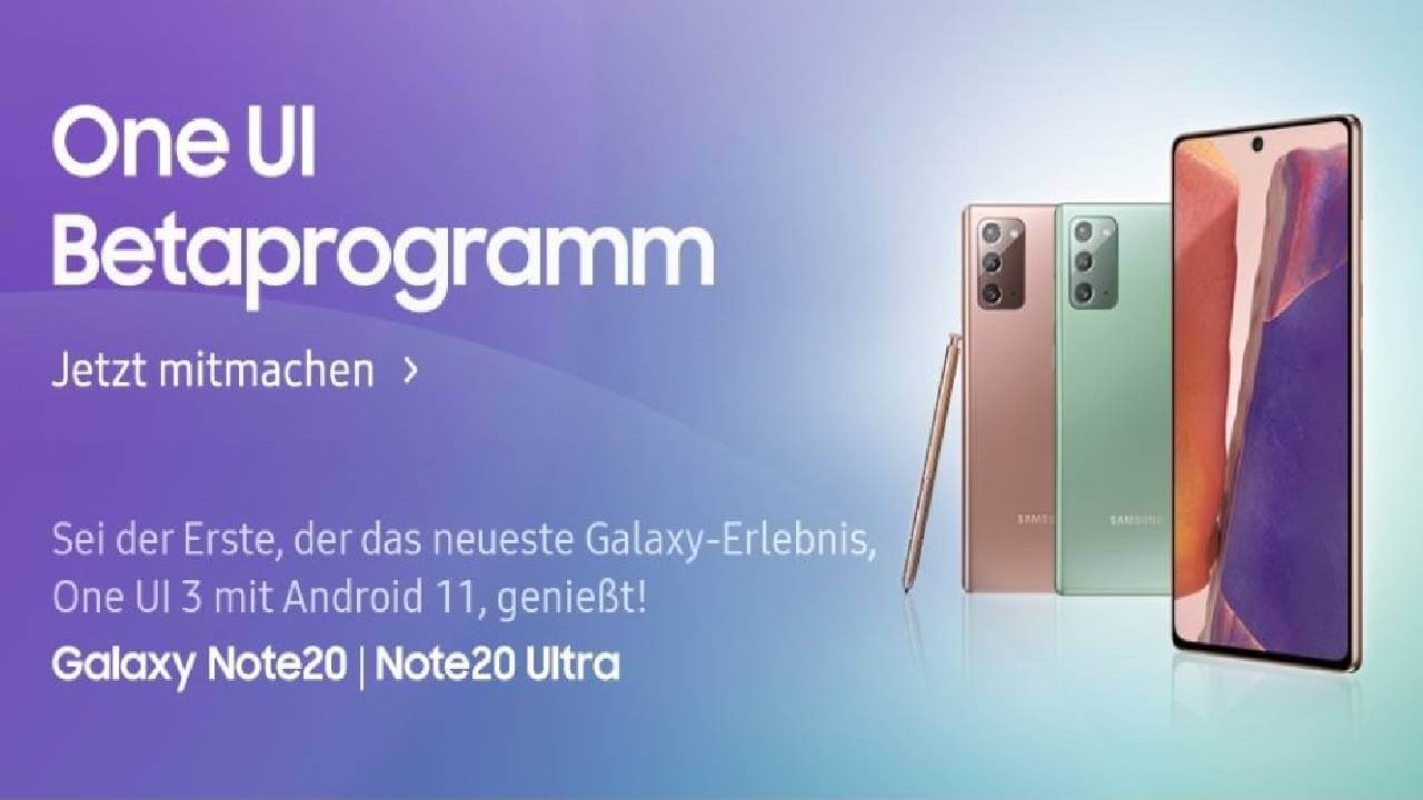 Samsung Galaxy Note 20-Reihe One UI 3.0-Beta Deutschland