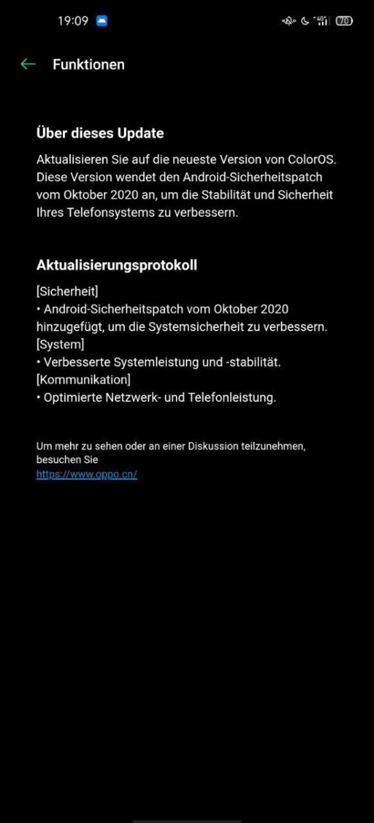 Oppo Find X2 Pro Oktober 2020 Update