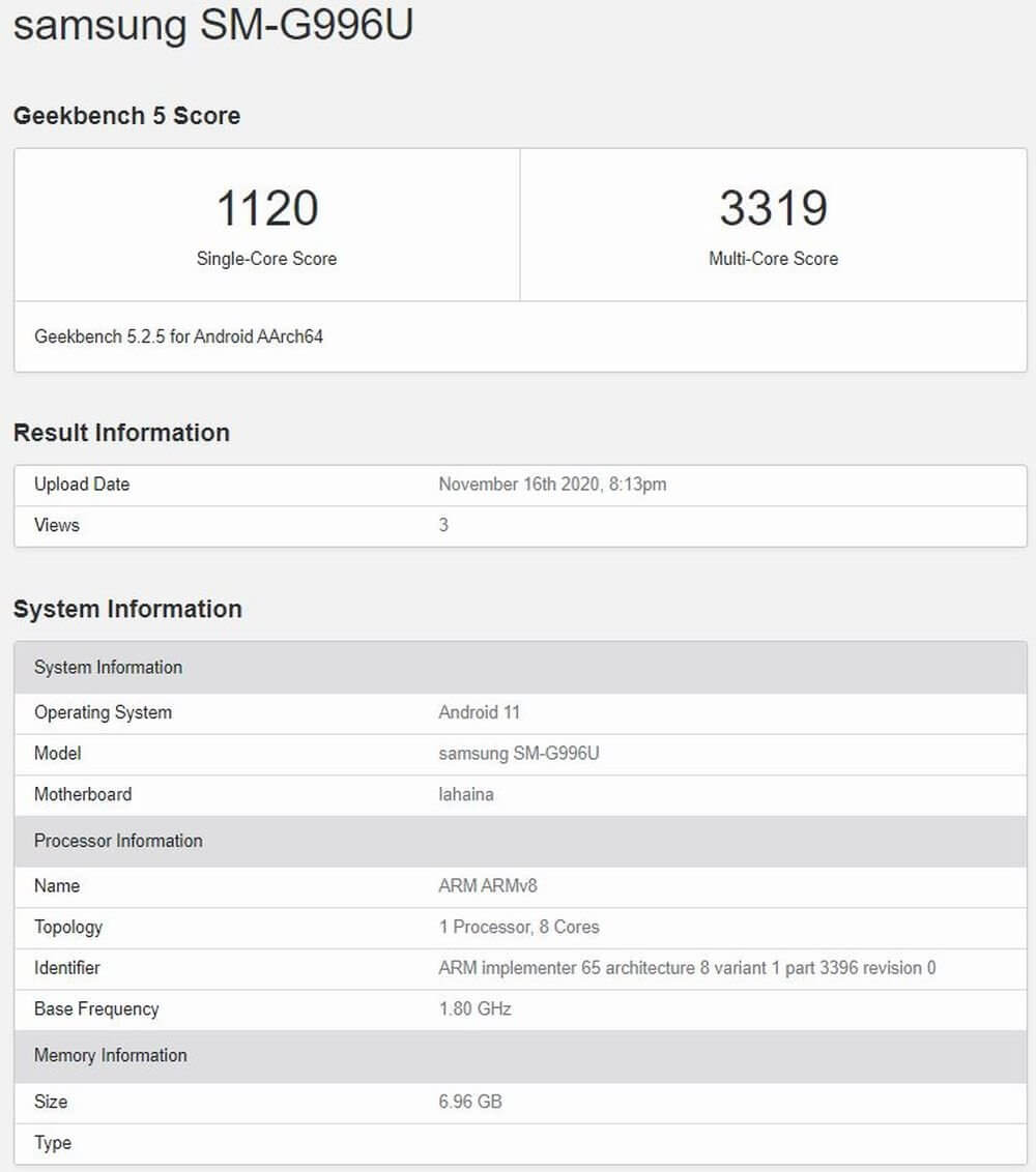 Samsung Galaxy S21 Snapdragon 875 Geekbench Samsung Galaxy S21 Snapdragon 875 Geekbench