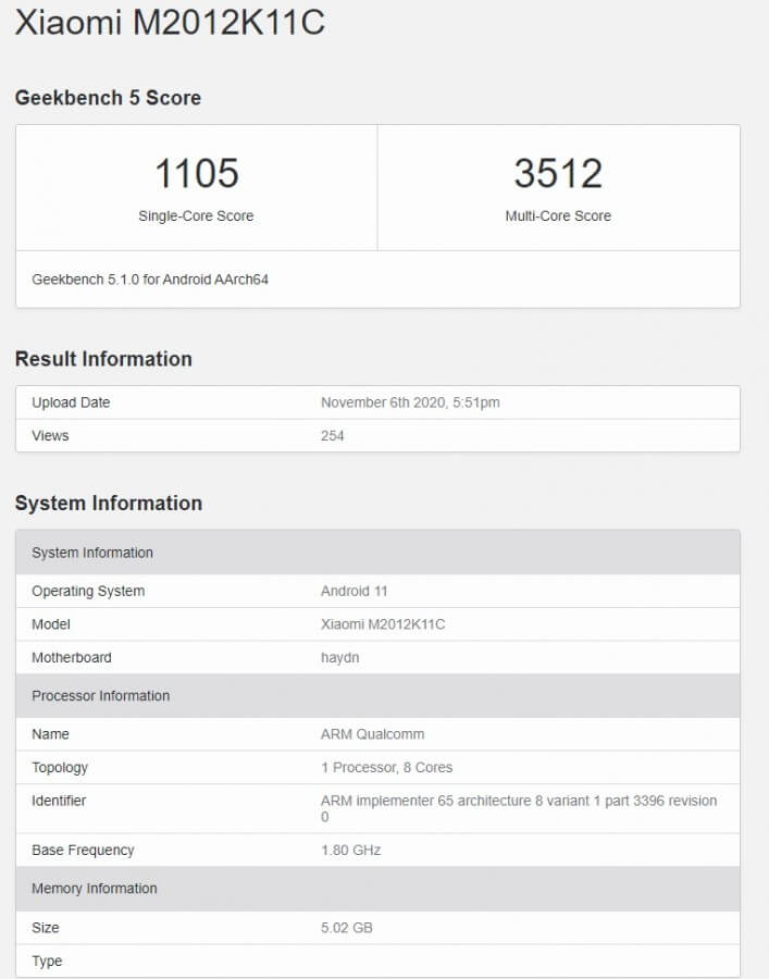 Xiaomi Flaggschiff Snapdragon 875 Geekbench