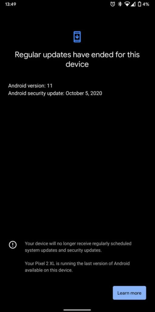 Google Pixel 2 XL No Update