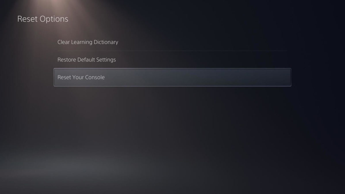 Sony PS5 Reset Console