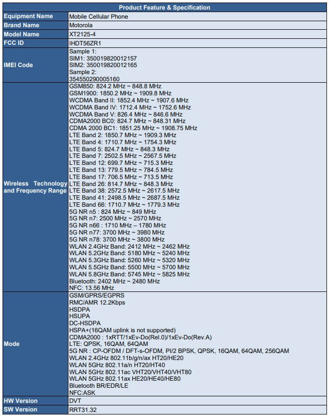 Motorola XT2125 FCC Motorola XT2125 FCC