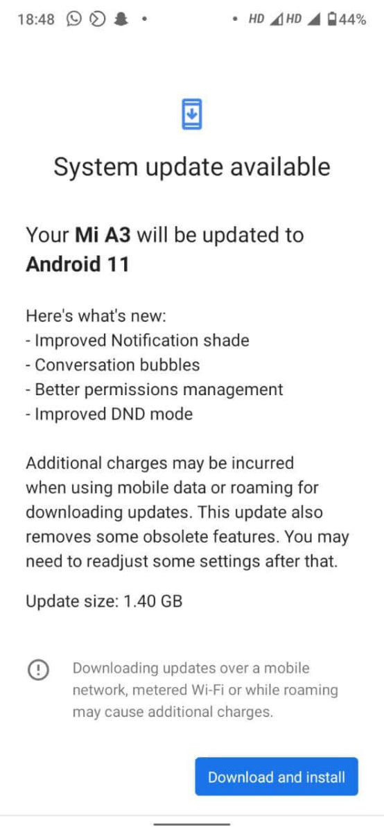 Xiaomi Mi A3 Android 11