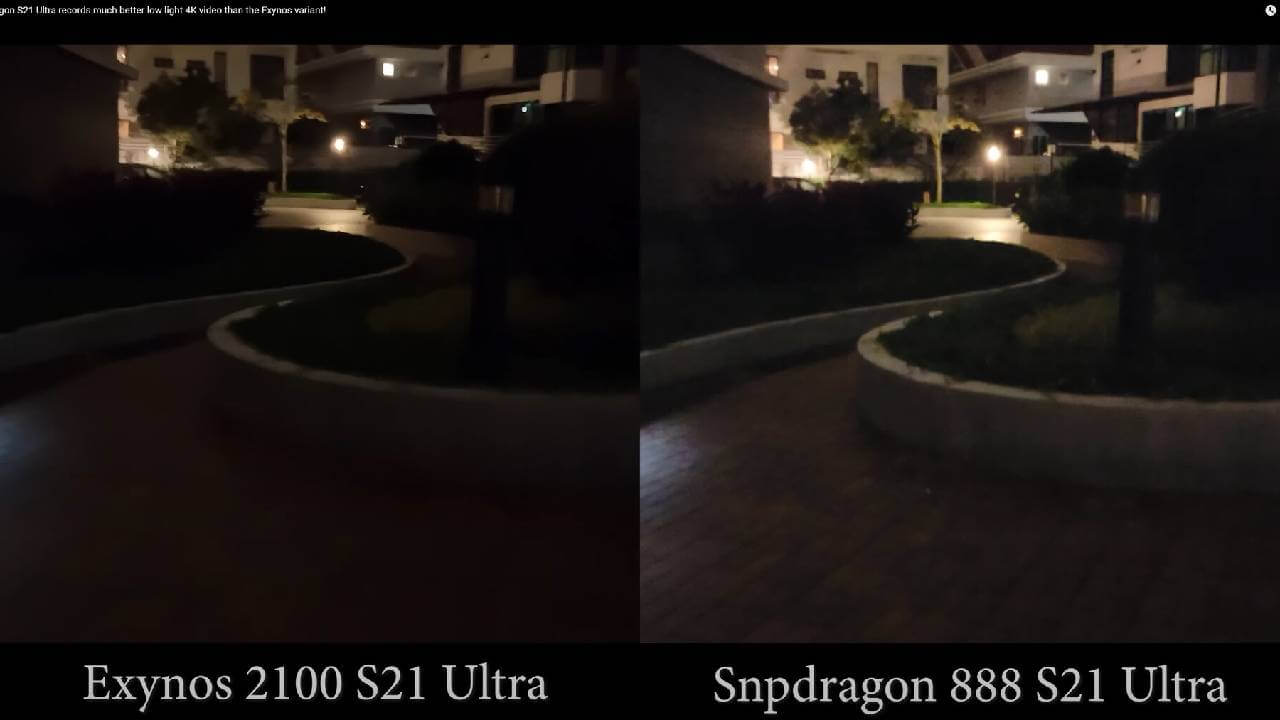 Samsung Galaxy S21 Ultra Exynos 2100 vs Qualcomm Snapdragon 888 Night-Shot