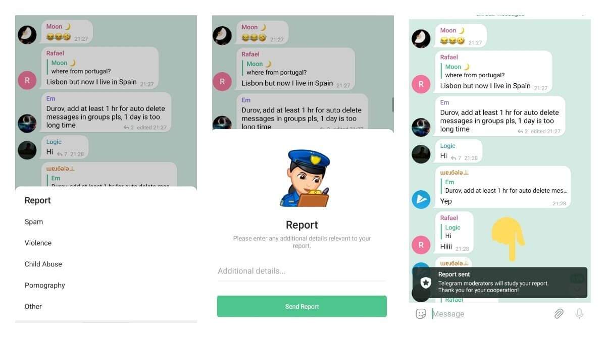 Telegram report Messages Telegram report Messages