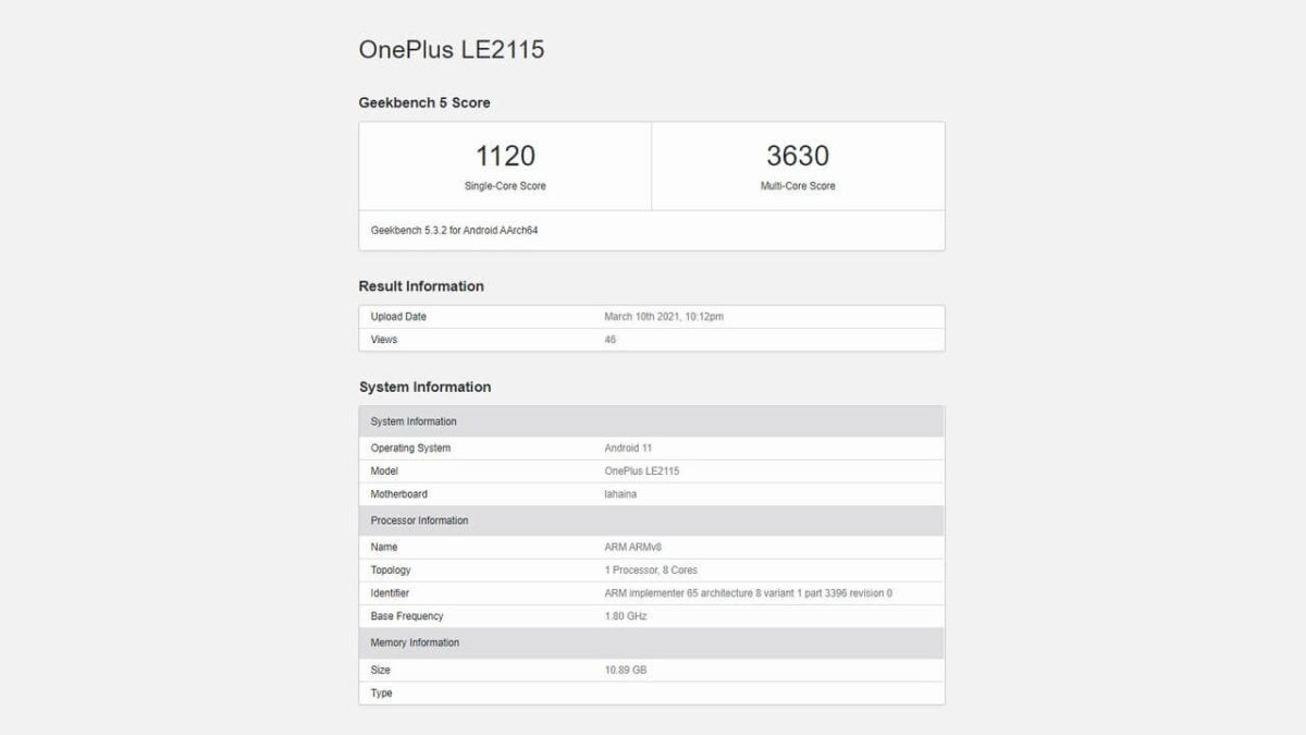 OnePlus 9 Pro Geekbench OnePlus 9 Pro Geekbench