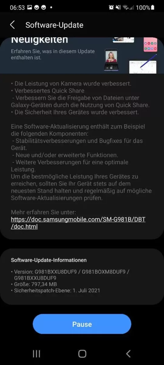 Samsung Galaxy S20 Reihe Juli 2021-Patch Samsung Galaxy S20 Reihe Juli 2021-Patch