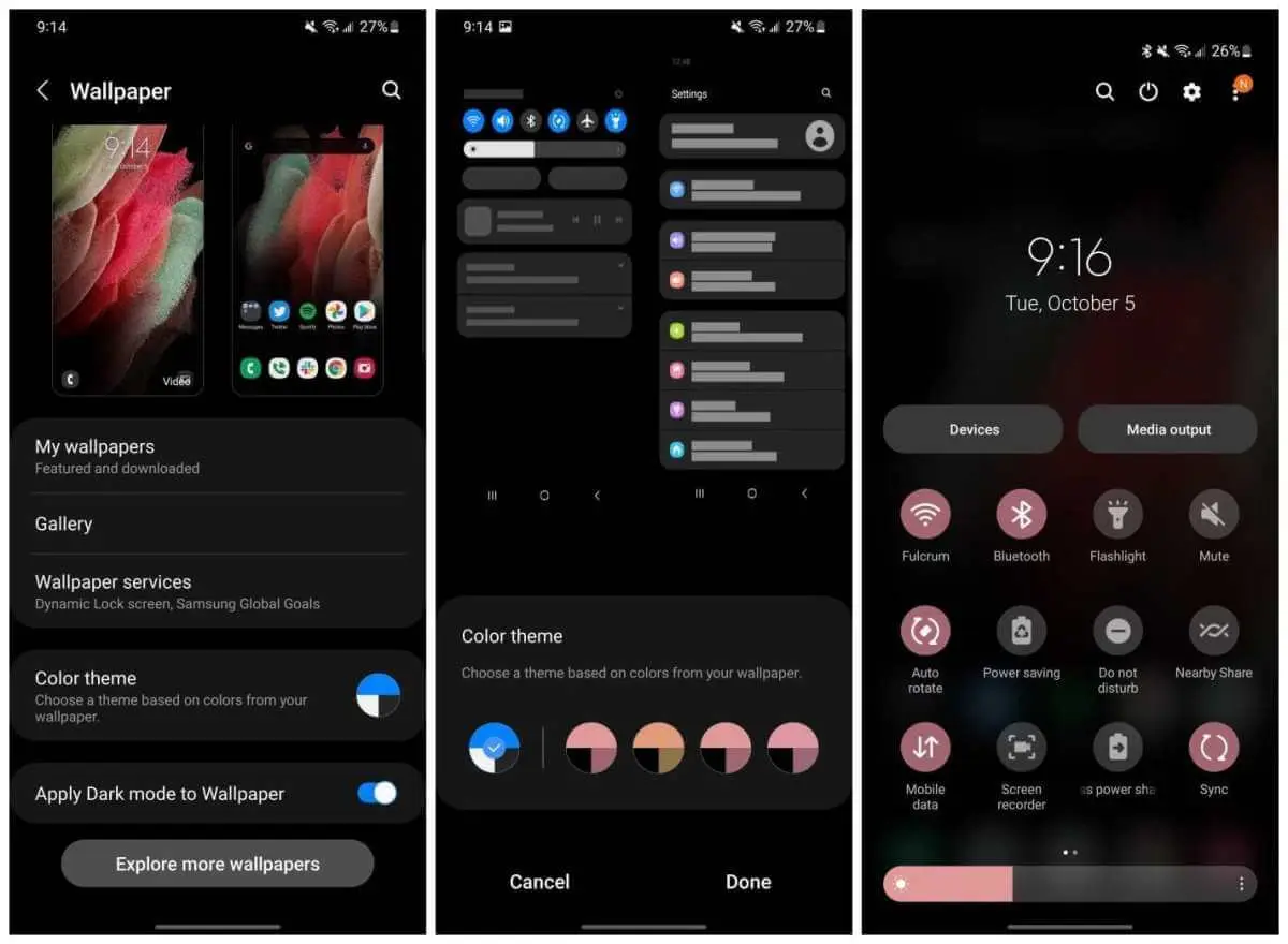 Samsung Android 12/ One UI 4-Beta dynamische Farben
