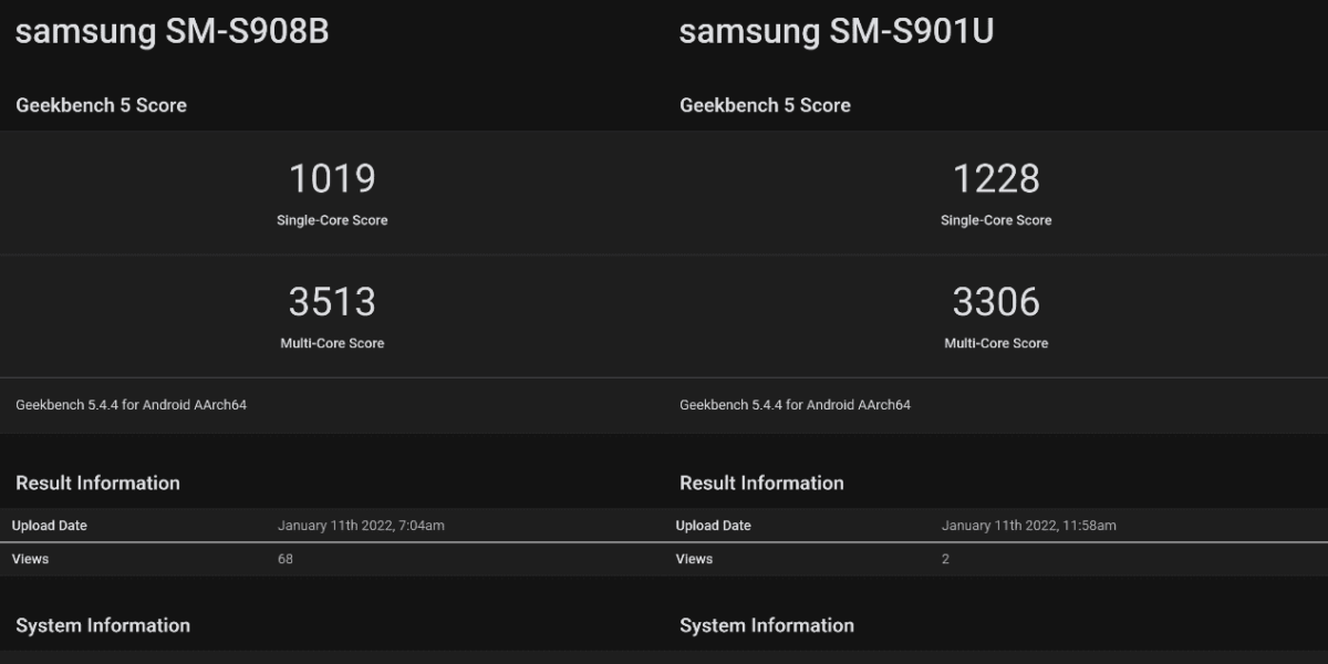 Samsung Exynos 2200 vs. Qualcomm Snapdragon 8 Gen 1 Geekbench Samsung Exynos 2200 vs. Qualcomm Snapdragon 8 Gen 1 Geekbench