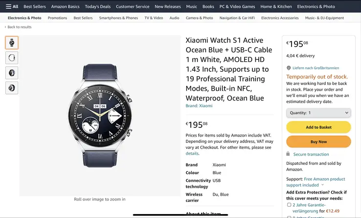 Xiaomi Watch S1 Amazon Deutschland
