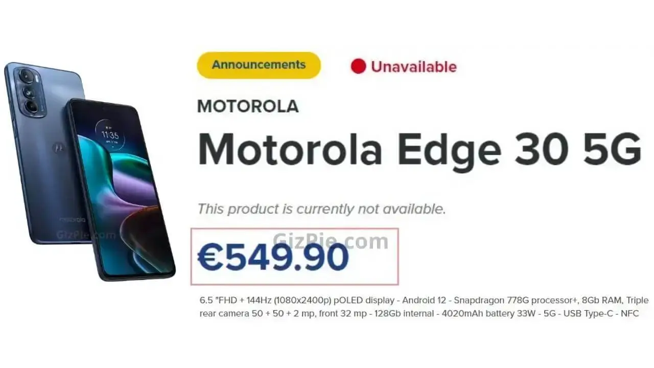 Motorola Edge 30 5G Preis