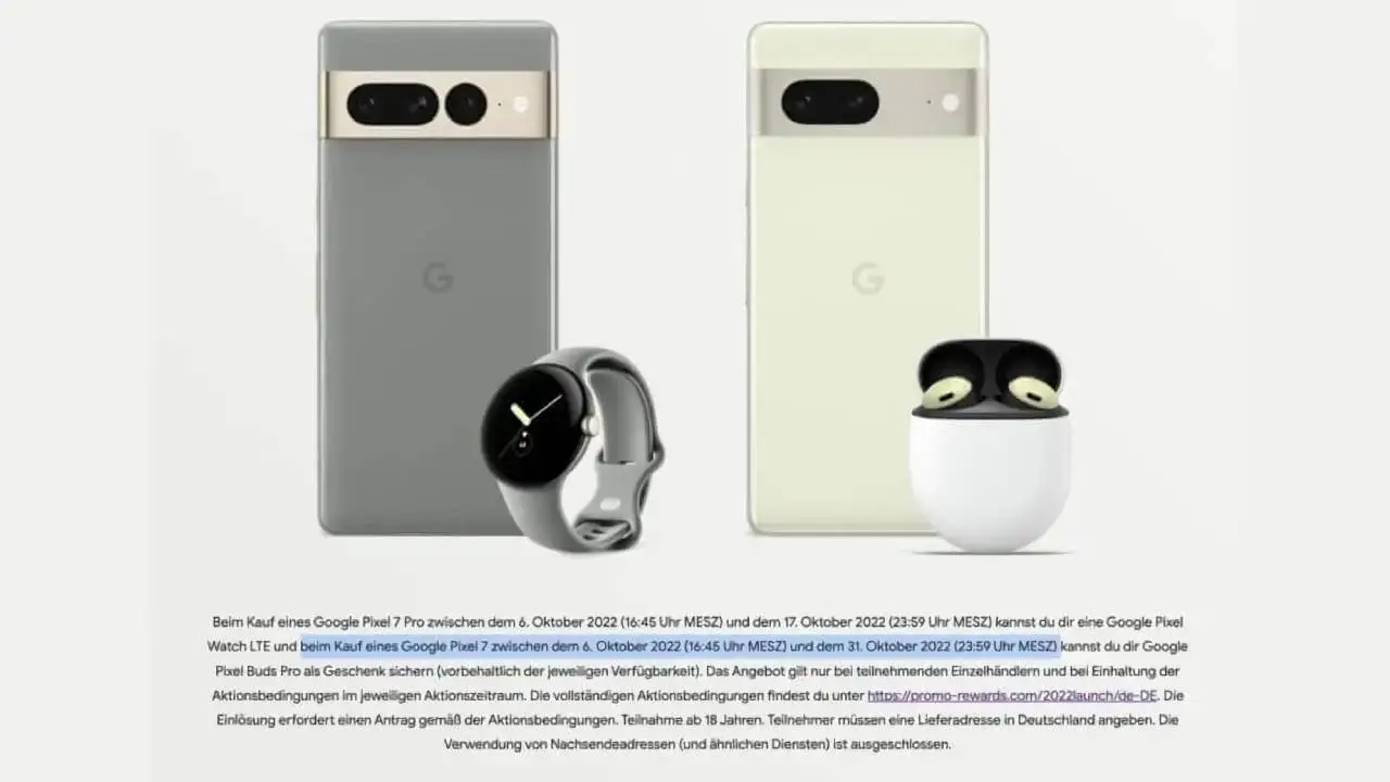Google Pixel 7 Vorbesteller-Aktion Verlängerung