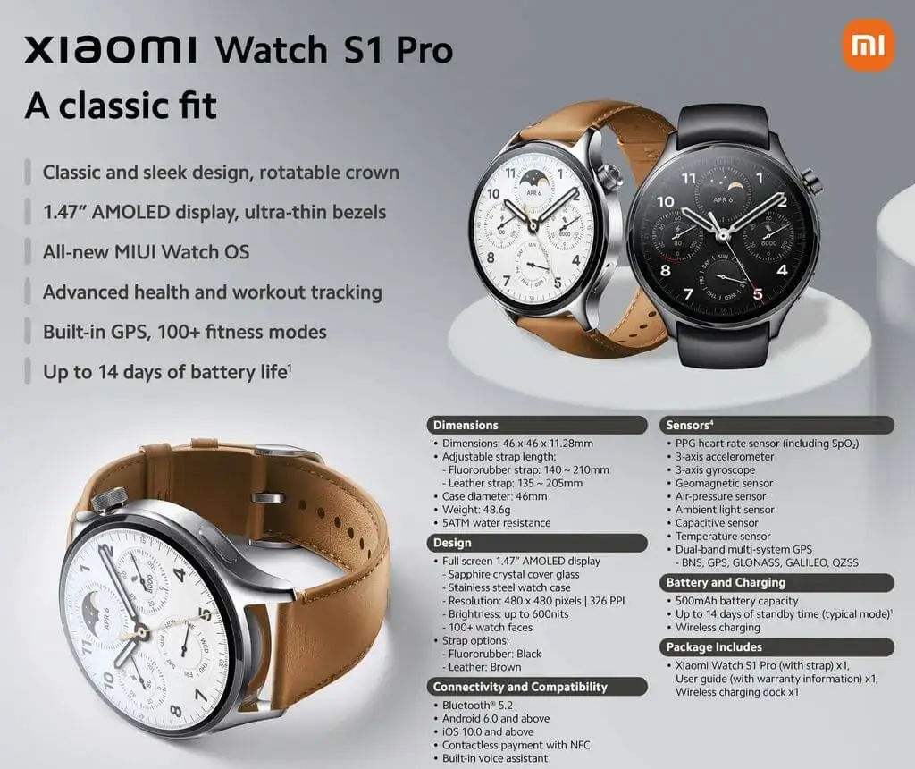 Xiaomi Watch S1 Pro Specs
