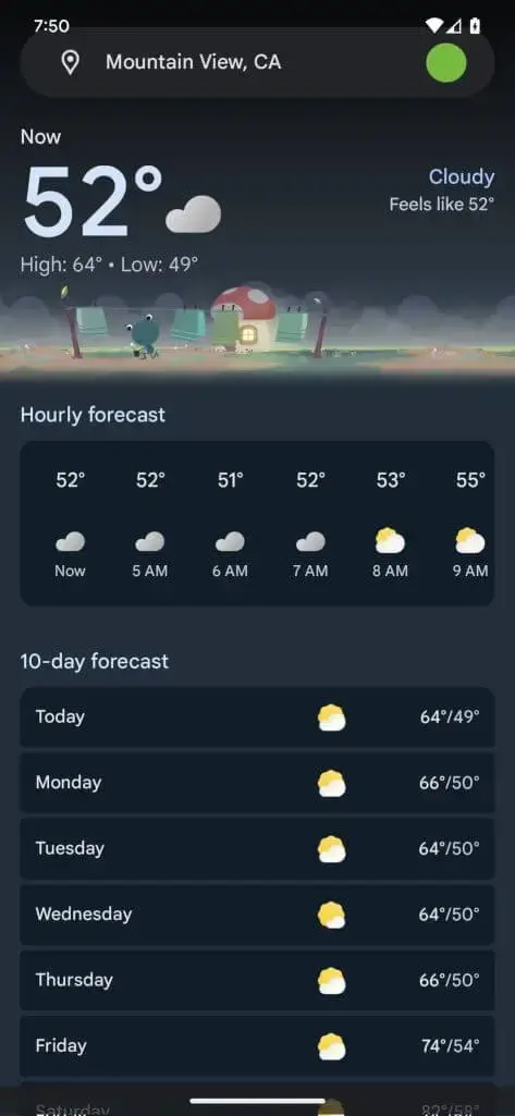 Google Weather Material You Redesign