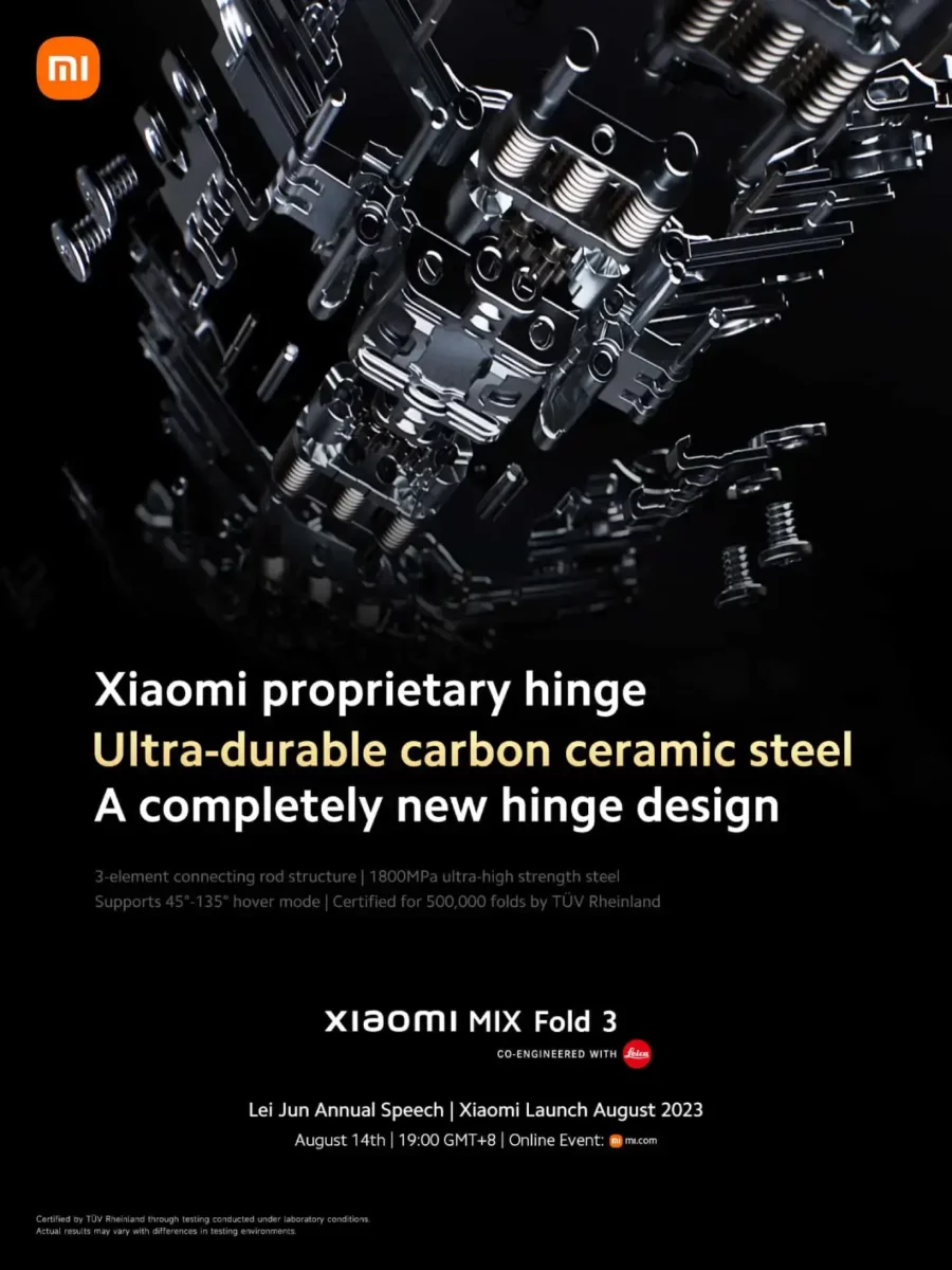 Xiaomi MIX Fold 3 hinge info 500.000 Xiaomi MIX Fold 3 hinge info 500.000