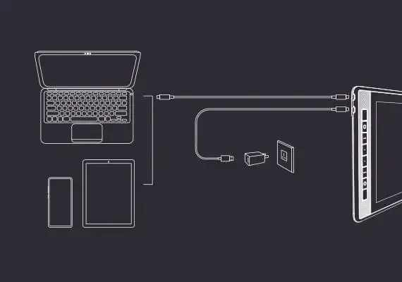 Huion Kamvas Pro 16 (2.5) Verbindungen Huion Kamvas Pro 16 (2.5) Verbindungen