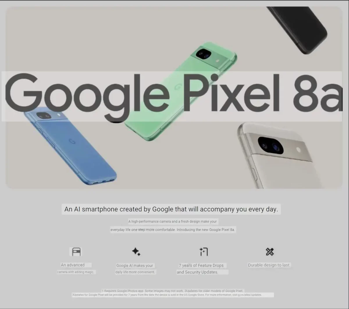 Google Pixel 8a promo material Google Pixel 8a promo material