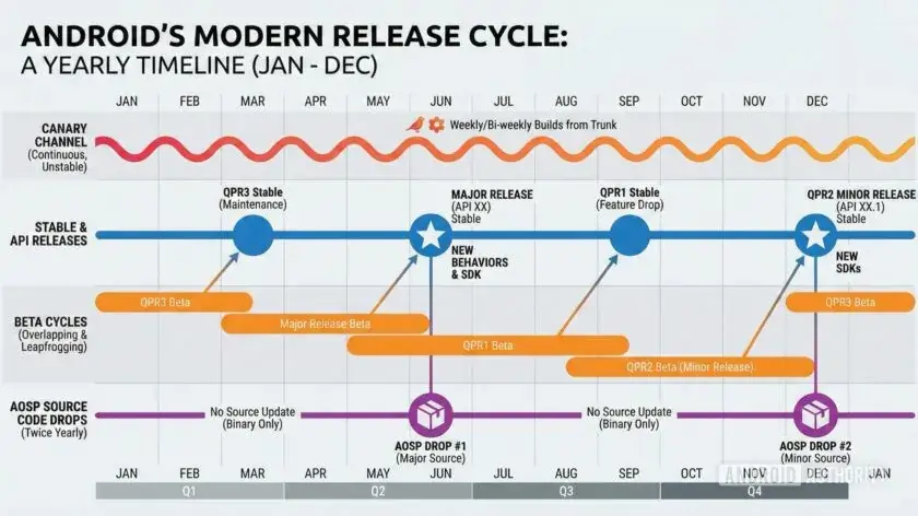 Android Release Cycle Yearly Canary Beta QPR AOSP Source SDK Android Release Cycle Yearly Canary Beta QPR AOSP Source SDK