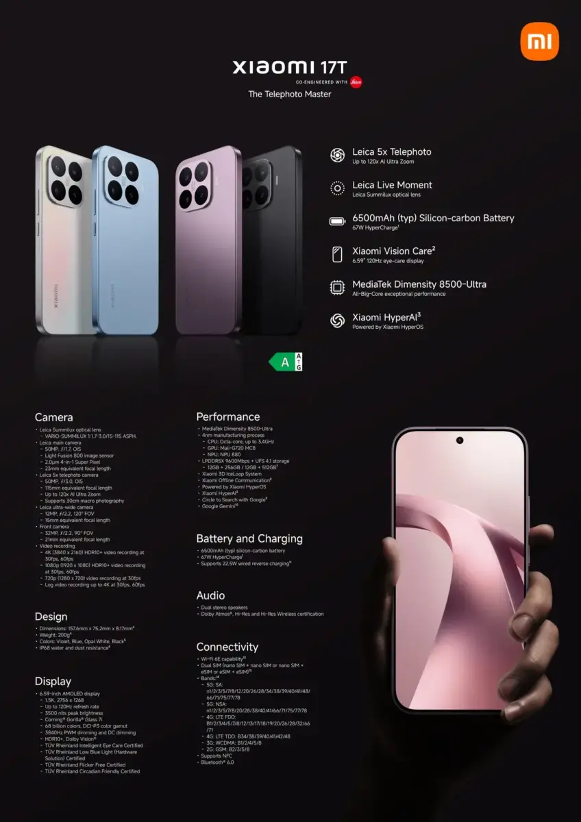 Xiaomi 17T Spezifikationen Xiaomi 17T Spezifikationen