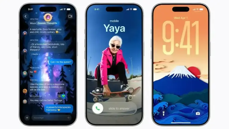 verschiedene Apple Intelligence-Features von iOS 27 auf 3 iPhone-Displays