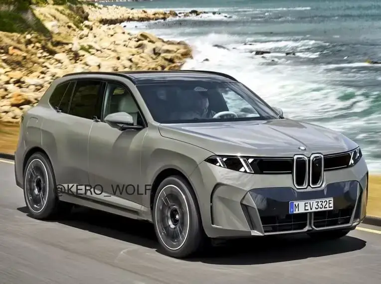 geleaktes Pressebild des elektrischen BMW iX5 in seitlicher Frontansicht geleaktes Pressebild des elektrischen BMW iX5 in seitlicher Frontansicht