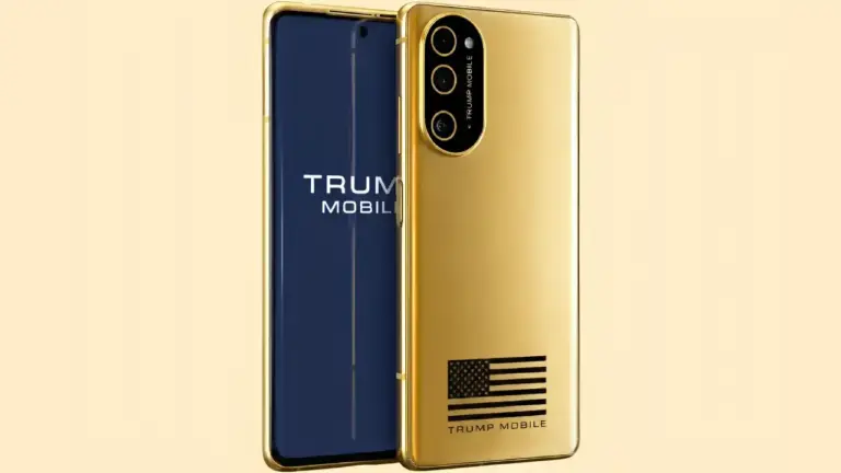 Vorder- und Rückseite des goldenen Trump Mobile T1 Telefon