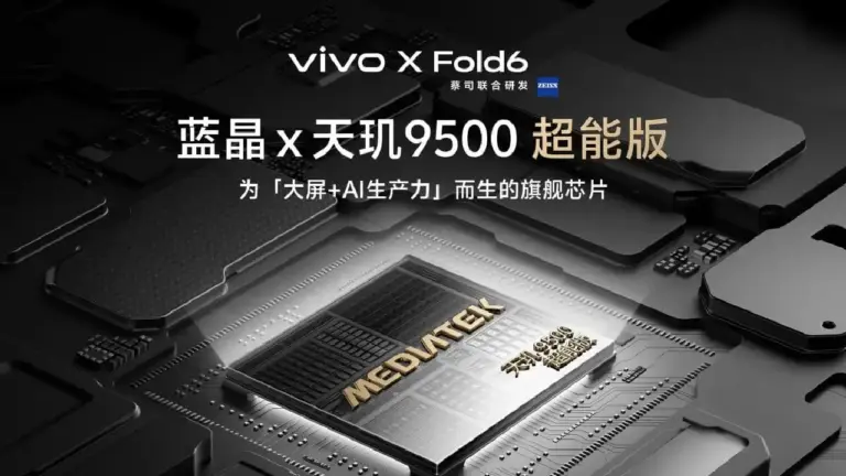 Vivo X Fold 6 MediaTek Dimensity 9500 Super Edition Teaser mit Blick auf den Chip