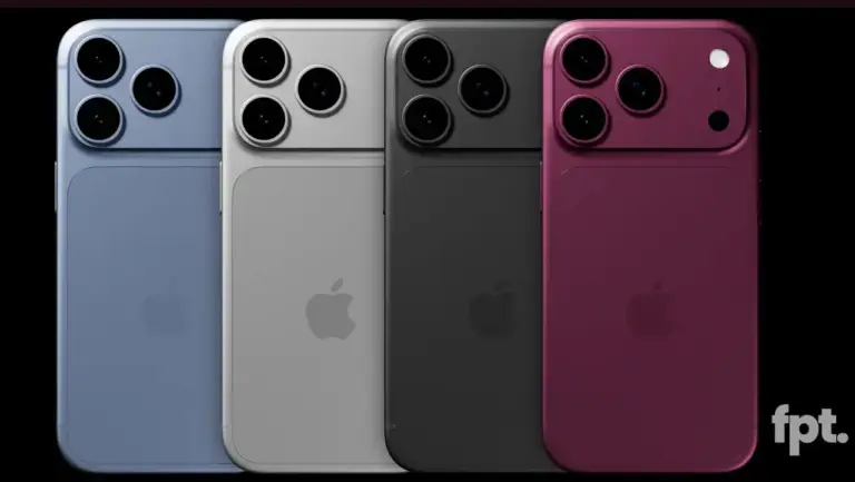 Render von vier Farboptionen des kommenden Apple iPhone 18 Pro