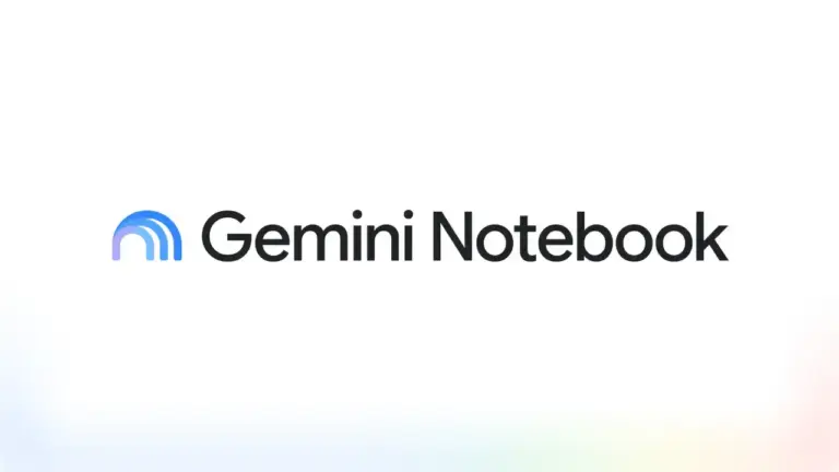 Das offizielle Logo von Google Gemini Notebook in dunkler Schrift auf weißem Hintergrund mit dem blau-violetten KI-Symbol daneben