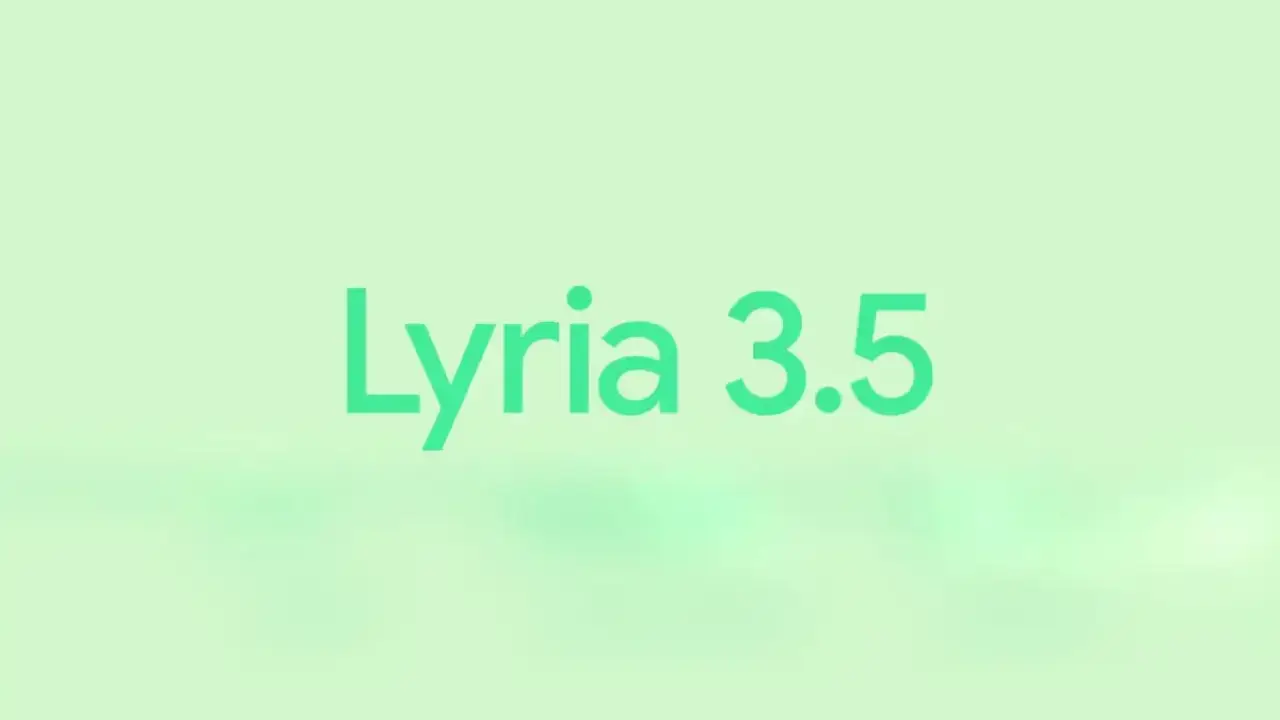 Lyria 3.5 Schriftzug auf hellgrünem Hintergrund