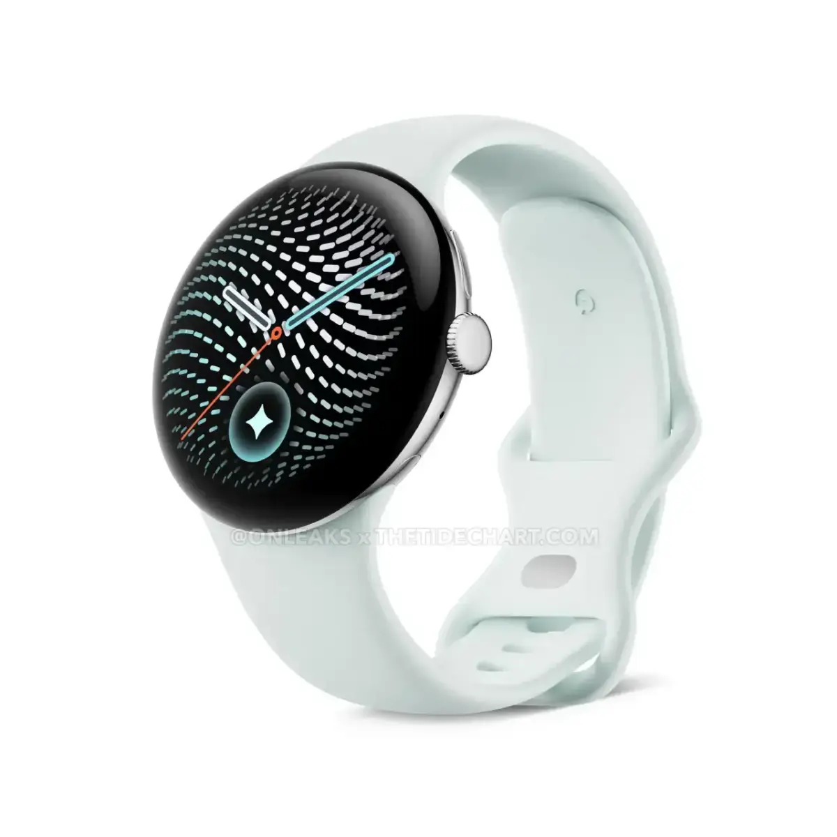 geleaktes Pressebild der 45mm Google Pixel Watch 5 in der Farbe Silver geleaktes Pressebild der 45mm Google Pixel Watch 5 in der Farbe Silver
