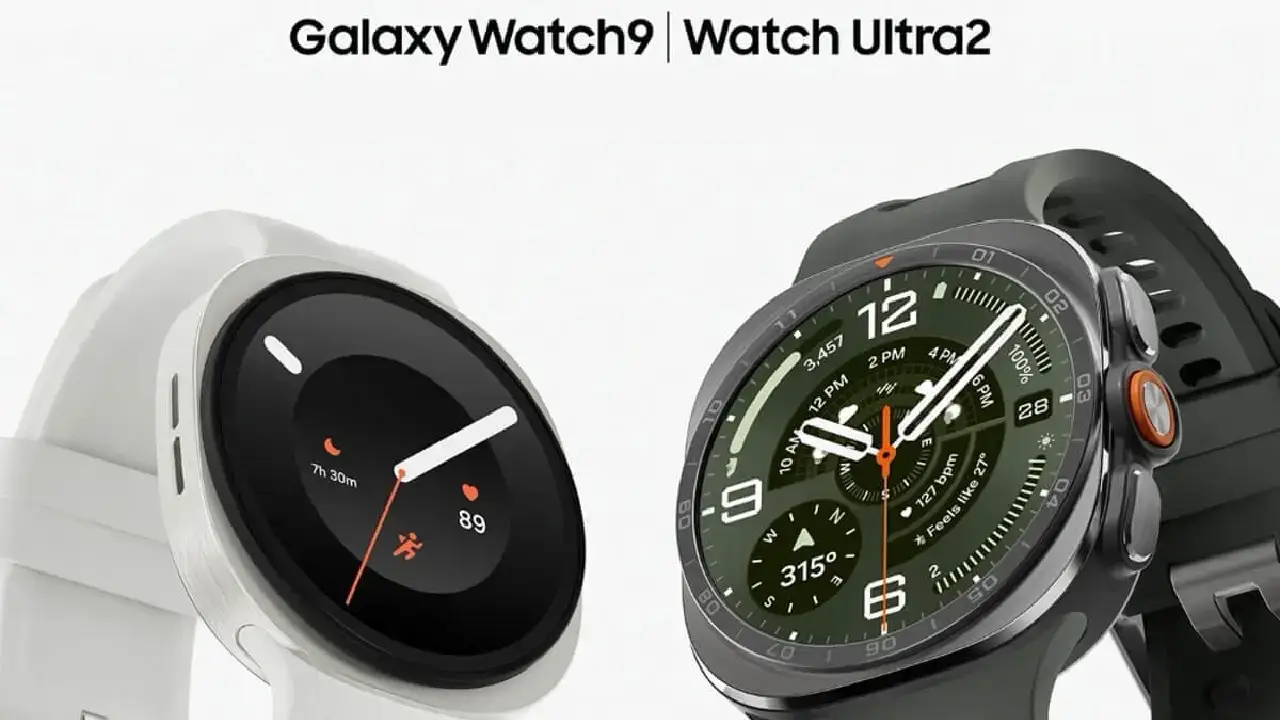 Samsung Galaxy Watch 9 in weiß und Galaxy Watch Ultra 2 in grau