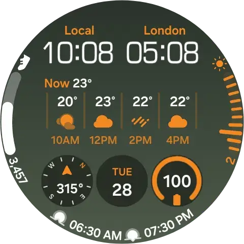 neues Dual Clock Info Board Watch Face für die Samsung Galaxy Watch 9 und Galaxy Watch Ultra 2 neues Dual Clock Info Board Watch Face für die Samsung Galaxy Watch 9 und Galaxy Watch Ultra 2