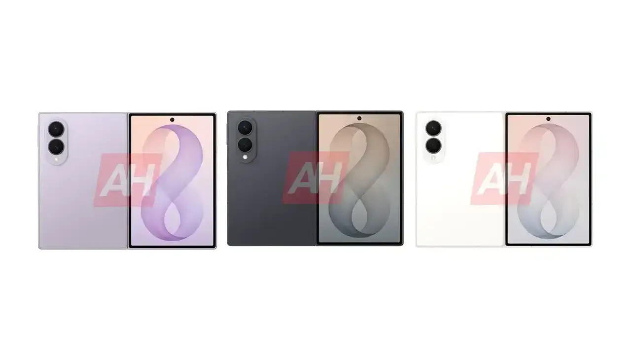 offizielle Renderbilder des kommenden Samsung Galaxy Z Fold 8 in 3 verschiedenen Farben
