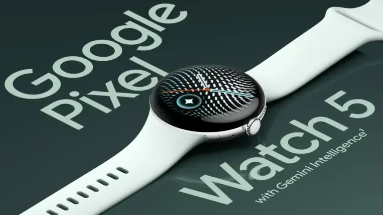 Google Pixel Watch 5 mit hellem Armband und Gemini Intelligence