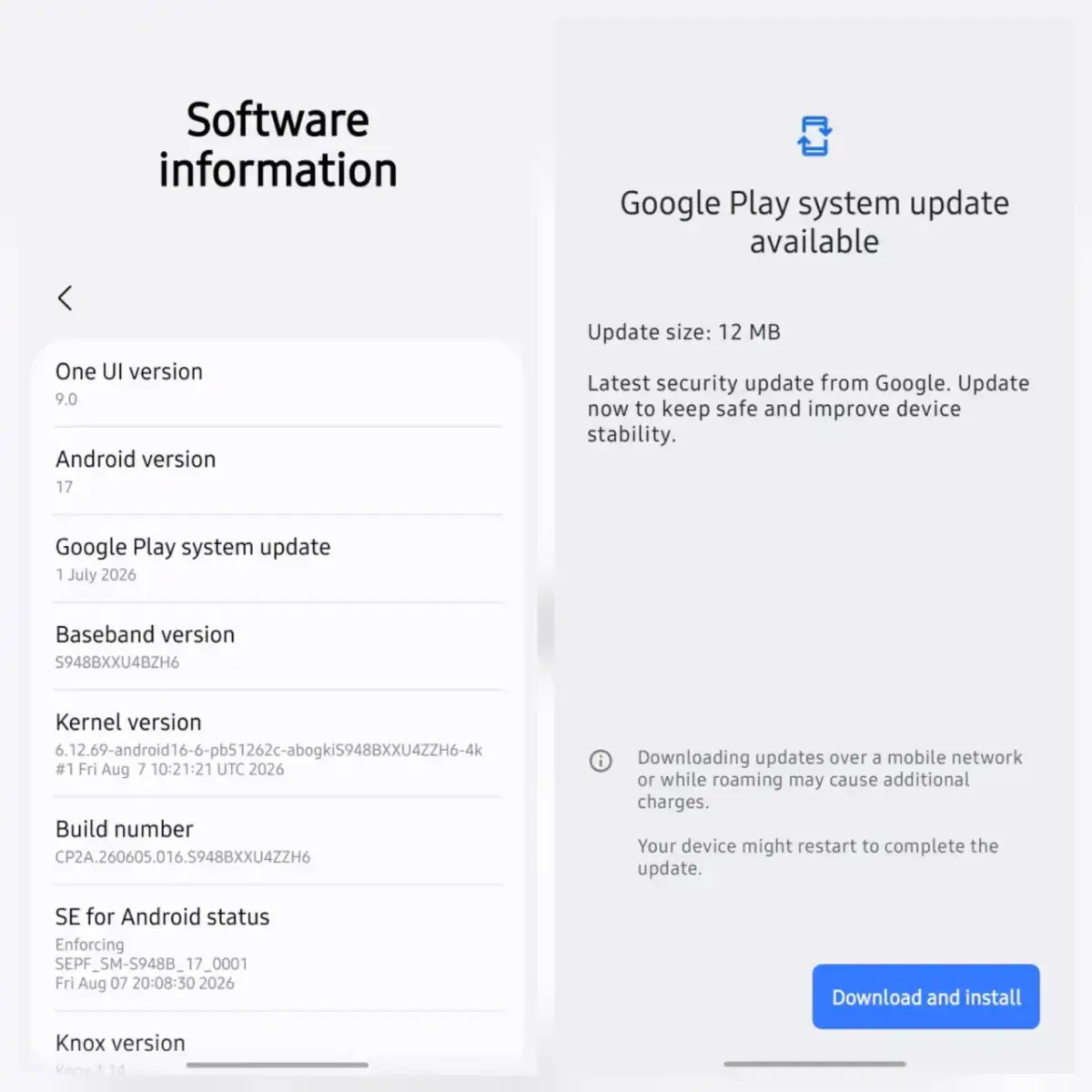 Google Play-System Update für Samsung Galaxy S26 One UI 9 Beta-Tester Google Play-System Update für Samsung Galaxy S26 One UI 9 Beta-Tester