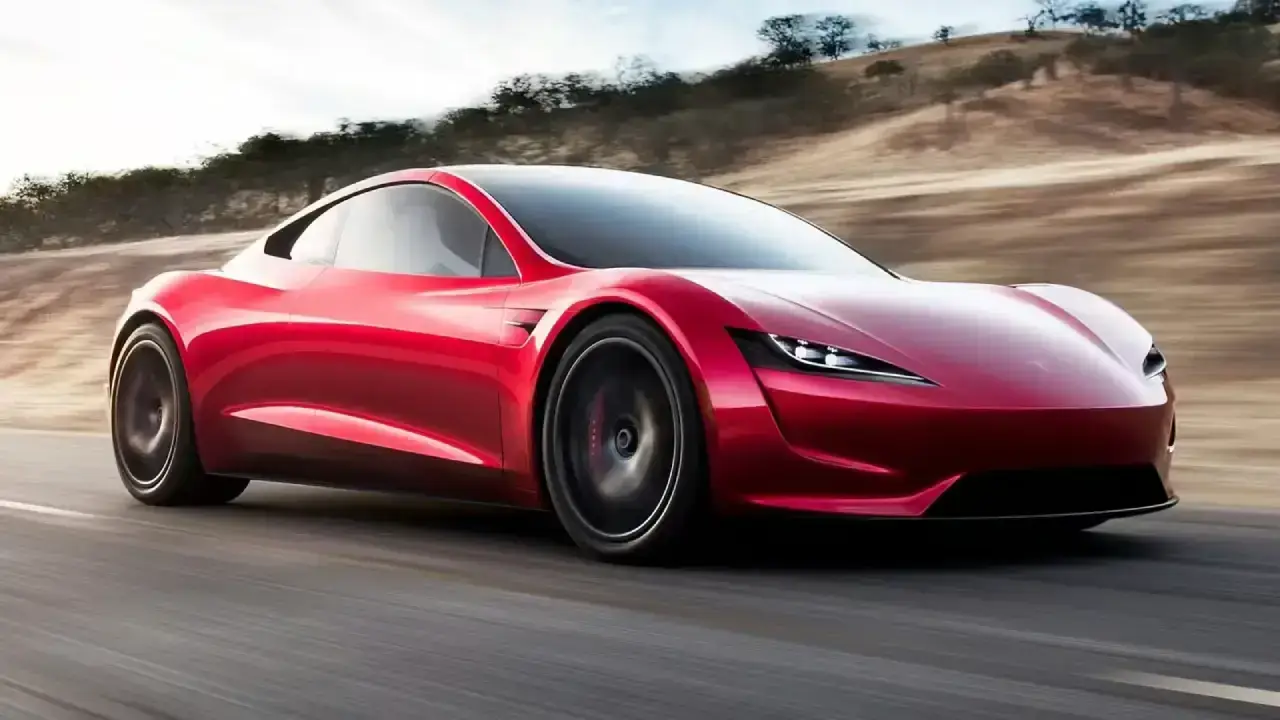 der mögliche Tesla Roadster 2.0 in der Farbe Rot