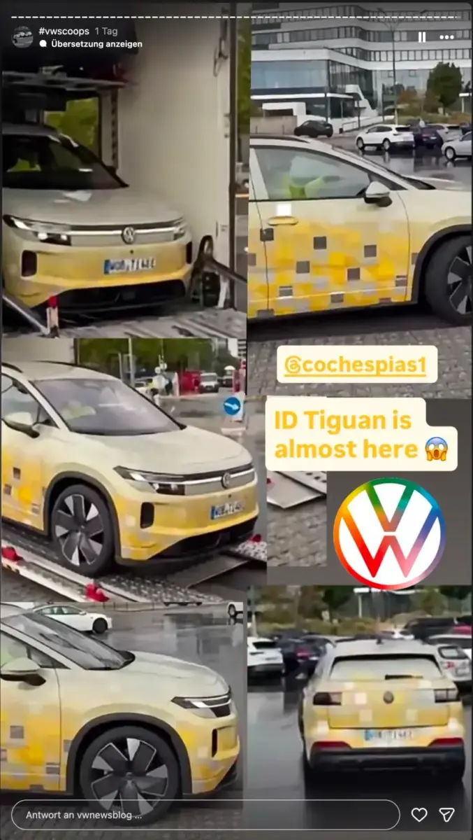 des kommenden VW ID. Tiguan unter einer "Pressetarnfolie" Leak des kommenden VW ID. Tiguan unter einer "Pressetarnfolie"