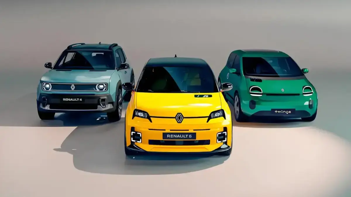 Renault 4, Renault 5 und Renault Twingo in Frontansicht Renault 4, Renault 5 und Renault Twingo in Frontansicht