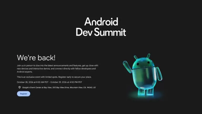 Google Ankündigung für den Android Dev Summit am 28. und 29. Oktober 2026