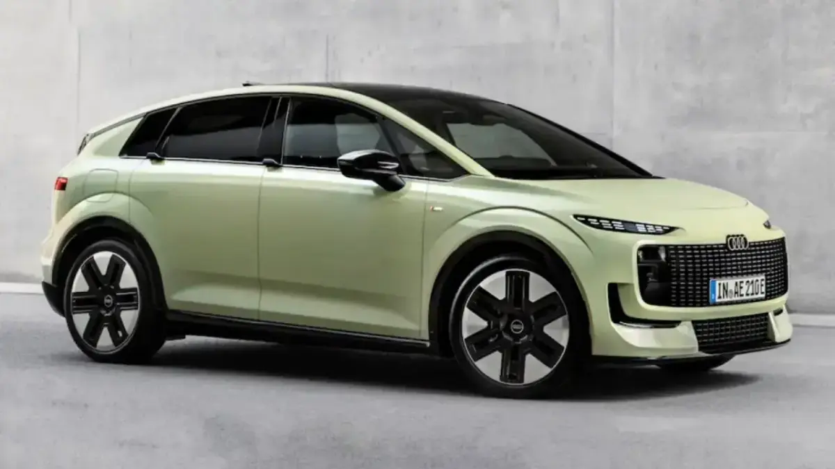 Frontansicht des grünen Audi A2 e-tron Frontansicht des grünen Audi A2 e-tron