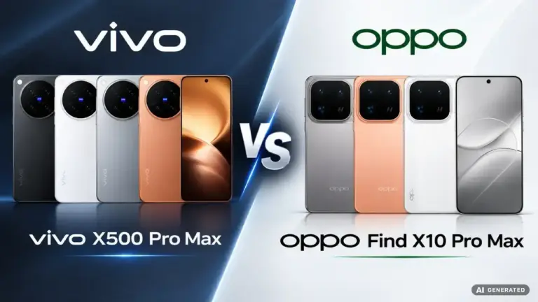KI-generierte Darstellung vivo X500 Pro Max gegen OPPO Find X10 Pro Max Vergleich