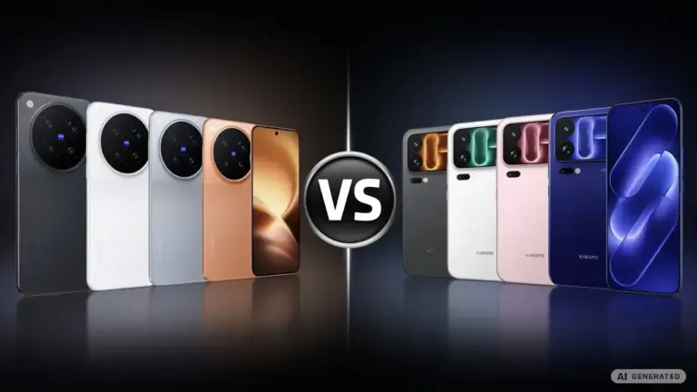 KI-generierte Darstellung Xiaomi 18 Pro Max gegen vivo X500 Pro Max Flaggschiff-Duell