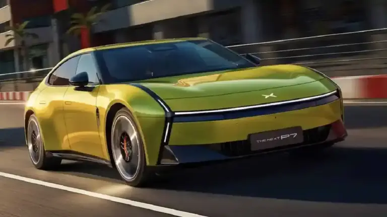 schräge Frontansicht neues Modell des Xpeng P7